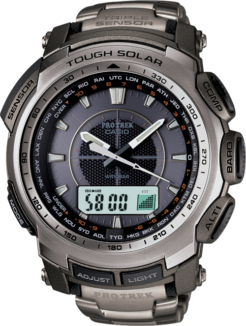 CASIO PRG510T*TITANIUM PROTREK TRIPLE SENSOR TOUGH SOLAR++Free Shipping Door Delivery