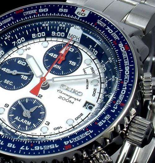 SEIKO MENS ELITE FLIGHTMASTER CHRONOGRAPH ALARM PILOT SLIDE-RULER WATCH SNA413P1+TOP NOTCH QUALITY+