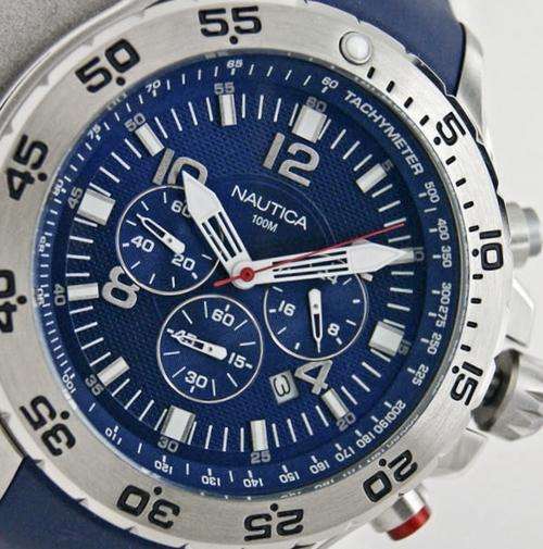 NAUTICA XXL GENTS**S.W.A.T**BLUE TACHY CHRONOGRAPH 330FT WATER RESISTANT WATCH