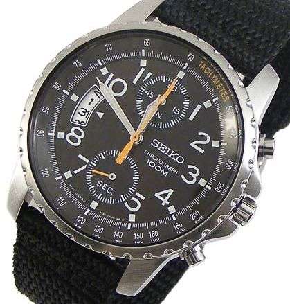 R1 NO RESERVE!! SEIKO MENS CHRONOGRAPH WIDE COLUMN DATE 100M NATO BLACK DIAL GENTS WATCH