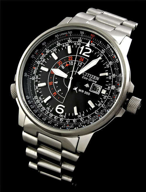 CITIZEN PROMASTER NIGHTHAWK GMT DUALTIME ECODR FLIGHTMASTER 200M WR WATCH BJ7010-59E