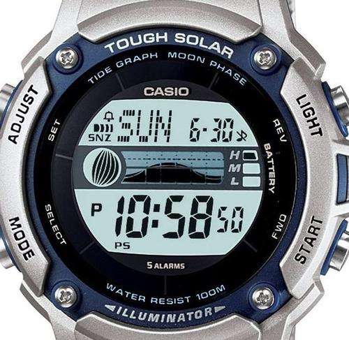 CASIO Men's TOUGH SOLAR Powered MOON TIDE GRAPH Stainless Steel Watch++ IN STOCK ++