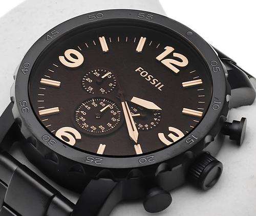 Fossil Men's Nate JR1356 Black Stainless-Steel Analog Quartz Watch with Brown Dial++ROBUST PIECES++