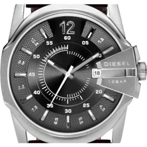 DIESEL GENTS  DARK BROWN Leather Analog Quartz Watch with Gray Sunray Dial++IN STOCK++