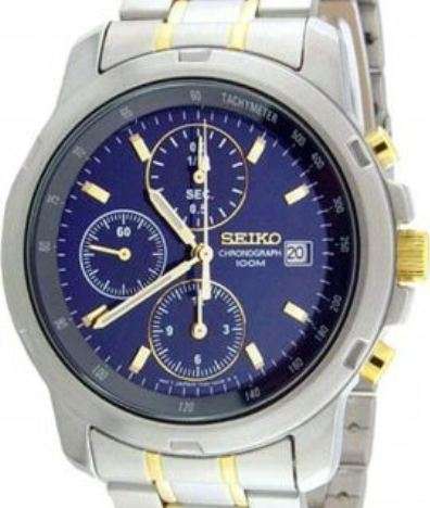 ***R3995***SEIKO SND 123 PI GENTS 2-TONE Chrono...Speedmaster 100 meter