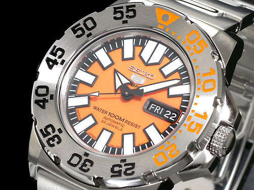 R4999.99 NEW SEIKO 5 SPORTS 23 JEWEL AUTOMATIC ORANGE MONSTER 100M SNZF49J1 WITH SWEEP SECONDS HAND