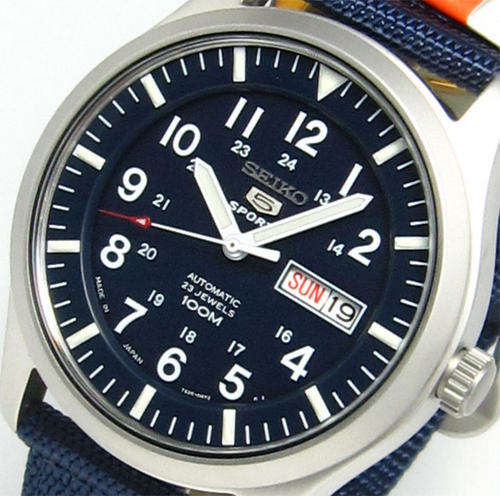 2011 Bigger !!  SEIKO 42 MM NATO AUTOMATIC 23 JEWELS WATER RESISTANCE 100M POLICE BLUE