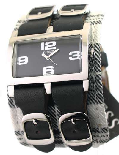 GUESS  Unique & Trendy Women's Tartan Plaid Fabric Cuff Style Watch~~MODERN STYLE~~