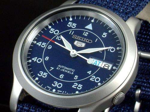 SEIKO AUTOMATIC SEE THRU NATO ARABIC DIAL AVIATOR WATCH SNK807K2 STUNNING AND ELLEGANT!!