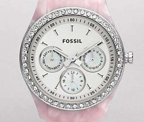 **EXQUISITE**FOSSIL**BEST SELLER** STELLA PIENK PEARL MULTIFUNCTION GLITZ WATCH