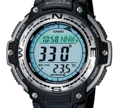CASIO TWIN SENSOR 4 X 4 HIKING Digital Compass~Thermometer~Worldtimer~Scuba 200meter Watch SGW100-1V