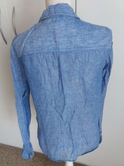 BLUE LINEN-BLEND SHIRT