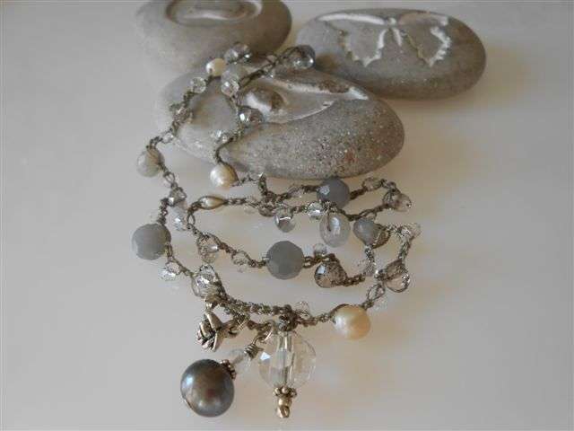 PEARL, LABRADORITE AND CRYSTAL NECKLACE/WRAP BRACELET