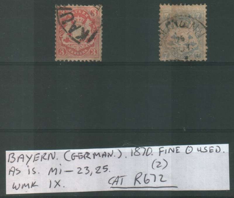 BAYERN : 1870 : FINE USED : Mi 23 + 25 : CAT R672