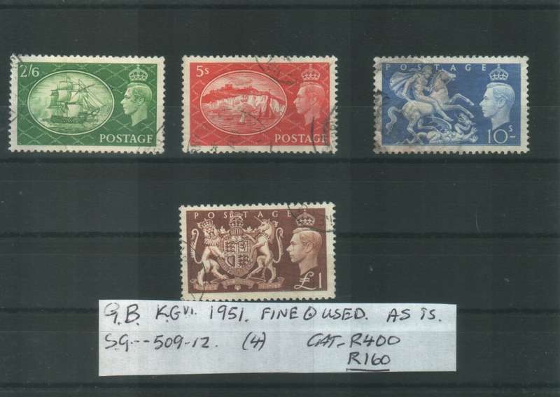 GB : KG VI : 1951 : FINE USED : SG 509 - 12 : CAT R400