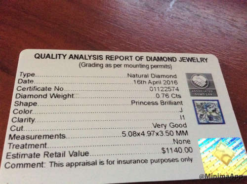RAPAPORT**R16,500**0.76ct PRINCESS CUT NATURAL DIAMOND * 100% Natural