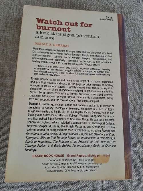 Watch out for burnout - A look at it`s signs, prevention, and cure - D. Demaray