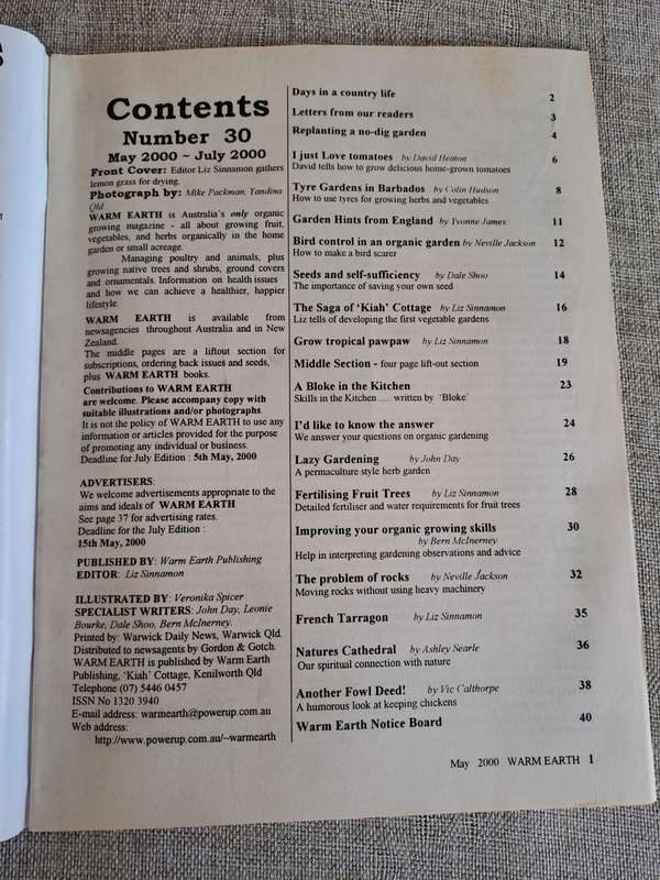 Warm Earth: Organic Growing - Healthy Living 2000 (3 magazines)