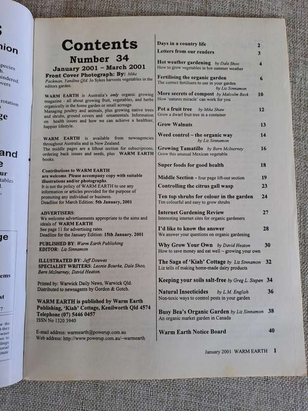 Warm Earth: Organic Growing - Healthy Living 2001 (5 magazines)