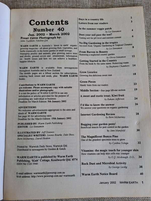 Warm Earth: Organic Growing - Healthy Living 2002 (3 magazines)