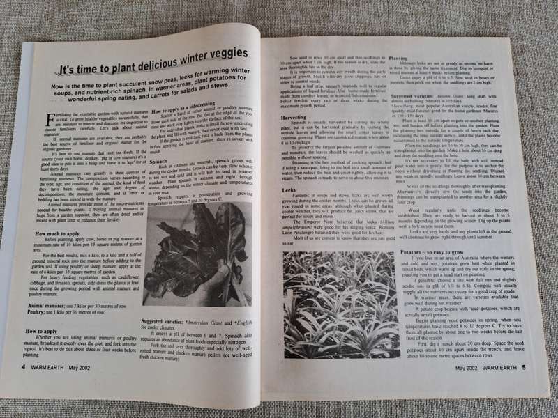 Warm Earth: Organic Growing - Healthy Living 2002 (3 magazines)