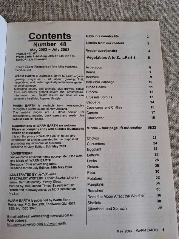 Warm Earth: Organic Growing - Healthy Living 2003 (2 magazines)