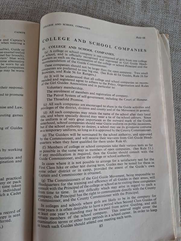 The Girl Guides, Policy Organisation Rules 1939 & 1943