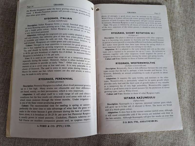 Ford`s Manual 1953 Grasses, Clovers, Legumes, Forage Crops, Bacterias - A.E. Hopson