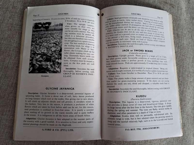 Ford`s Manual 1953 Grasses, Clovers, Legumes, Forage Crops, Bacterias - A.E. Hopson