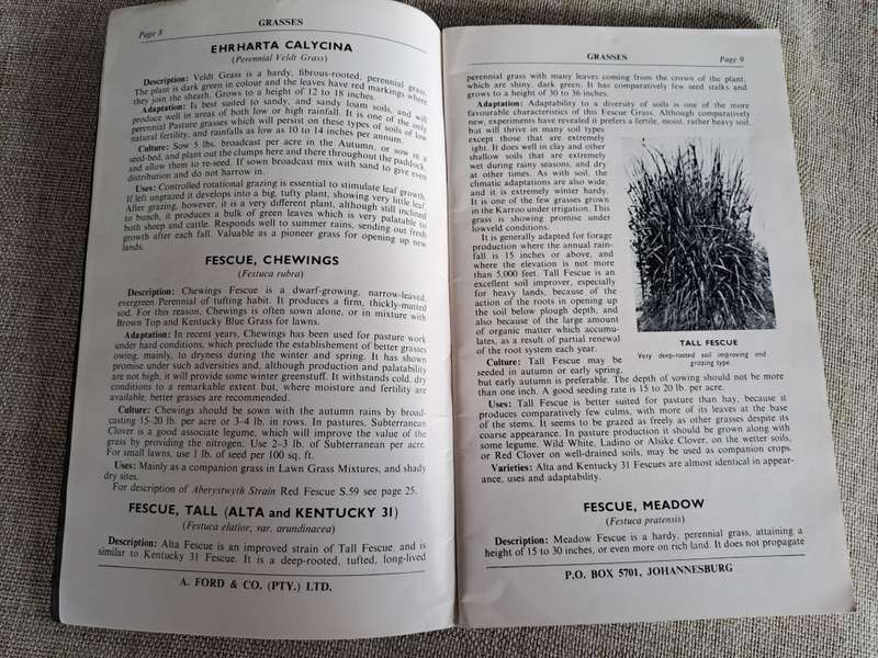 Ford`s Manual 1956 Grasses, Clovers, Legumes, Forage Crops, Bacterias - A.E. Hopson