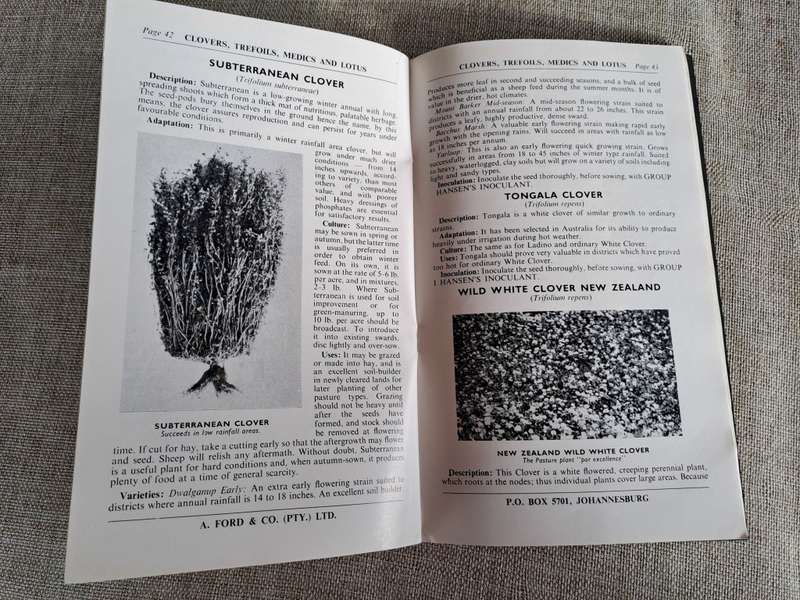 Ford`s Manual 1956 Grasses, Clovers, Legumes, Forage Crops, Bacterias - A.E. Hopson