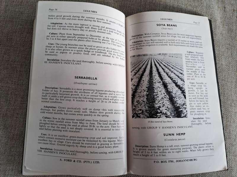 Ford`s Manual 1956 Grasses, Clovers, Legumes, Forage Crops, Bacterias - A.E. Hopson