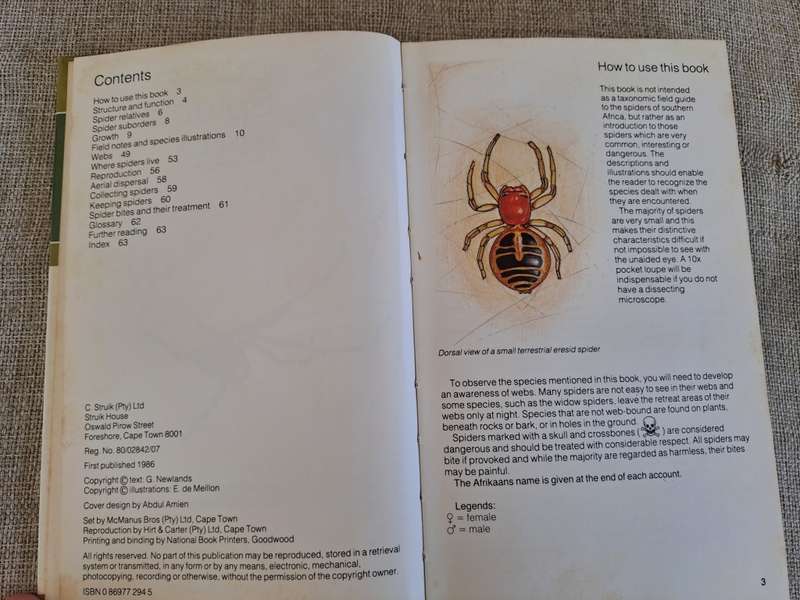 Struik Pocket Guides for Southern Africa Spiders - Gerry Newlands and Elbie de Meillon