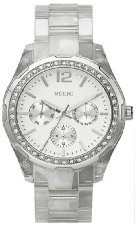 RELIC by FOSSIL STARLA BOYFRIEND CLEAR WITH SWAROVSKI CRYSTALS MULTIFUNCTION WATCH