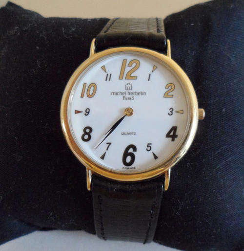 RARE, ORIGINAL, COLLECTABLE MICHEL HERBELIN GOLD PLATED MENS WATCH