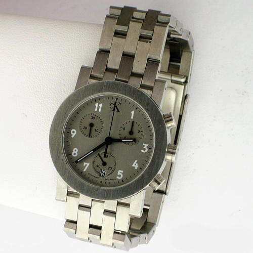 MODERN DESIGNER! CALVIN KLEIN CK CHRONOGRAPH BRACELET LINK SWISS QUARTZ UNISEX WATCH