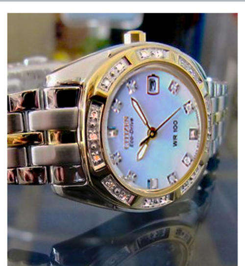 CITIZEN PALADION COLLECTION ECO-DRIVE 26 DIAMOND TWO-TONE STAINLESS STEEL WATCH *IMPORTED*