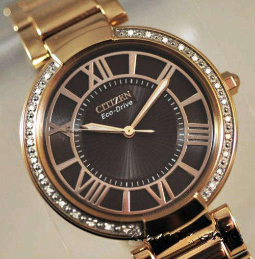 Summer Sale! CITIZEN D'ORSAY COLLECTION ECO-DRIVE 26 DIAMONDS ROSE GOLD ESPRESSO WATCH *Imported*