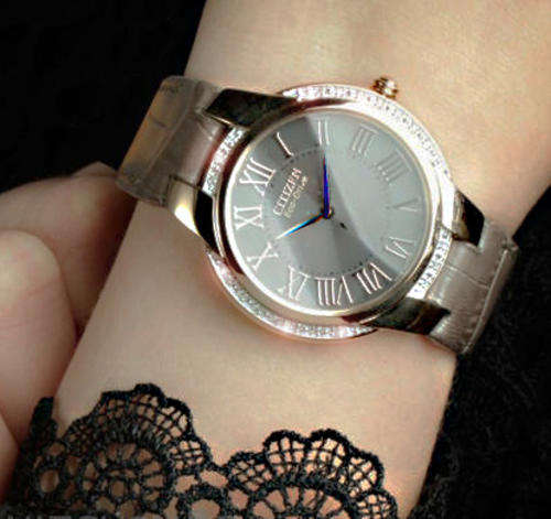 **REDUCED** CITIZEN CIENA COLLECTION ECO-DRIVE WHITE DIAMOND STAINLESS STEEL WATCH
