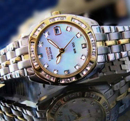 Diamonds! CITIZEN PALADION ECO-DRIVE 26 DIAMOND TWO-TONE STAINLESS STEEL WATCH *Best Price*