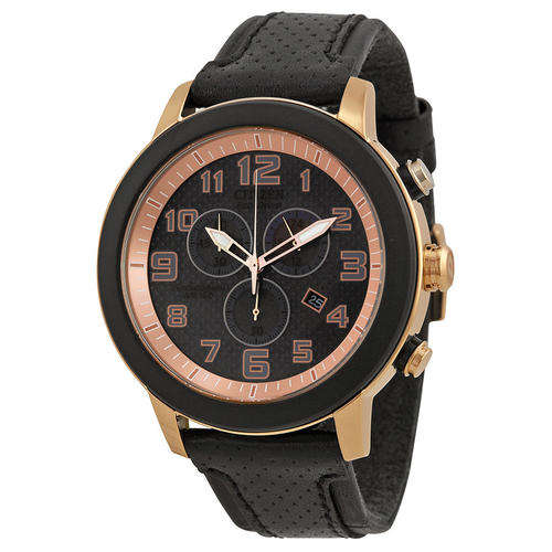 LUXURIOUS, SEXY! CITIZEN ECO-DRIVE BRT 3.0 ROSE GOLD BLACK LEATHER CHRONOGRAPH DRIVE RANGE