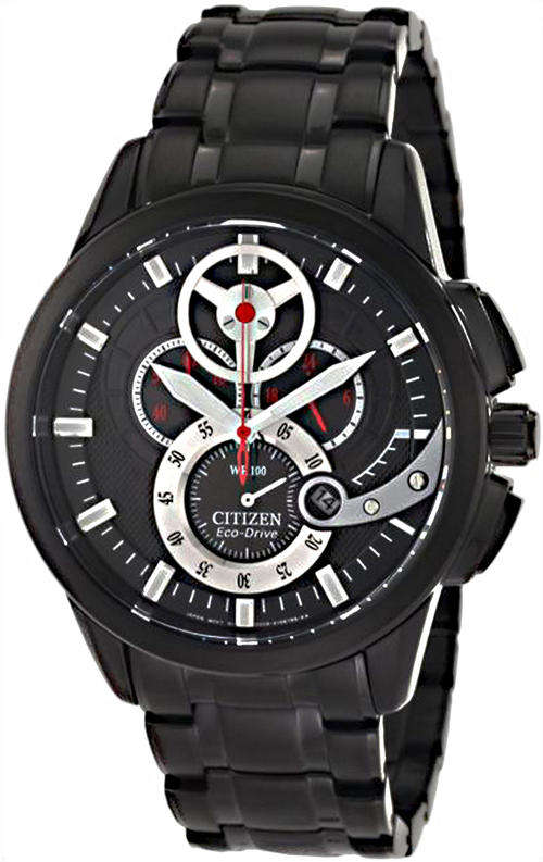 Late listing! CITIZEN ECO-DRIVE MEN'S BLACK IP CHRONOGRAPH SPORTS WATCH