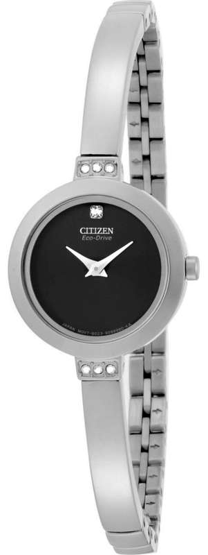 CITIZEN SILHOUETTE ECO-DRIVE Swarovski Crystal Silver-Tone Stainless Steel Bracelet Watch