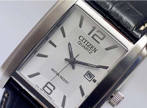 **Crazy Summer Sale** CITIZEN Extremely Thin Patterned Dial Black Leather Dress Watch