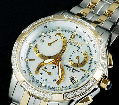 *R4,250.00*  EXQUISITE CITIZEN ECO-DRIVE MOTHER OF PEARL DIAMOND BEZEL CHRONO