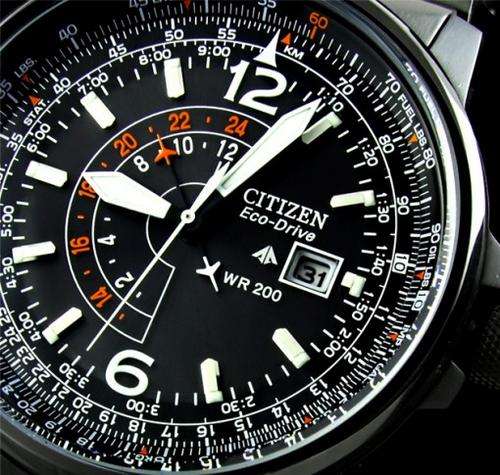 SUPERB! CITIZEN ECODRIVE NIGHTHAWK DUAL PILOT (200M) WATCH