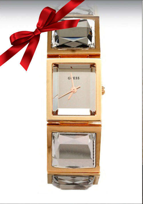 CHRISTMAS SPECIAL! GORGEOUS GUESS LADIES CRYSTAL ACCENTED ROSE GOLD-TONE WATCH