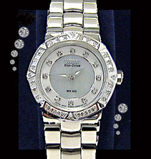 CITIZEN LUXURY SERANO COLLECTION ECO-DRIVE 40 DIAMONDS AND MOTHER OF PEARL WATCH *IMPORTED*