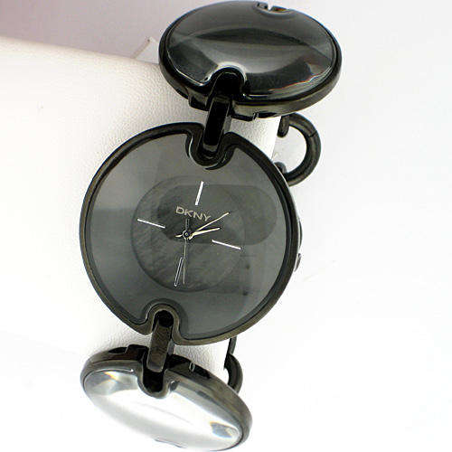 SEXY! DKNY BLACK TONE MOTHER-OF-PEARL CRYSTAL DIAL  BRACELET LADIES WATCH