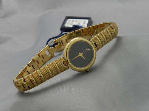 New WITH TAGS Maurice LaCroix Gold Plaque 10M 59490 Ladies Diamond Black Watch /Box